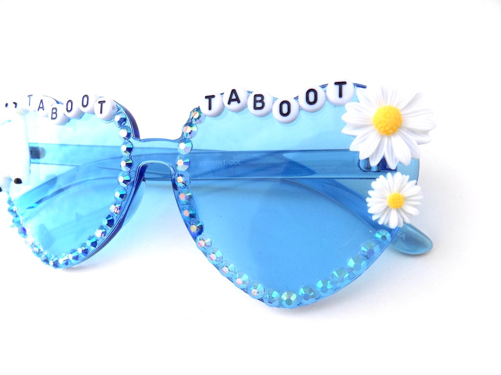 Phish Llama TABOOT TABOOT blue heart-shaped sunnies