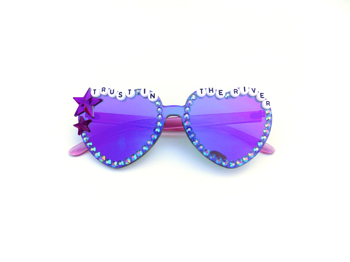 King Gizzard TRUST IN THE RIVER mirrored heart-shaped sunnies