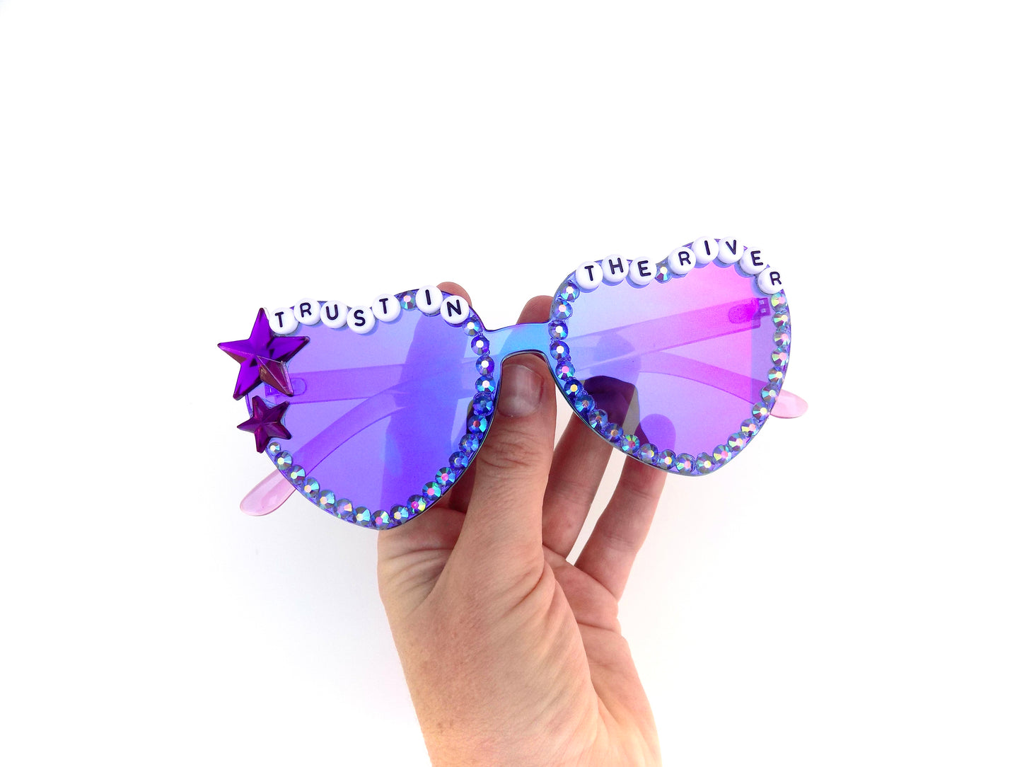 King Gizzard TRUST IN THE RIVER mirrored heart-shaped sunnies