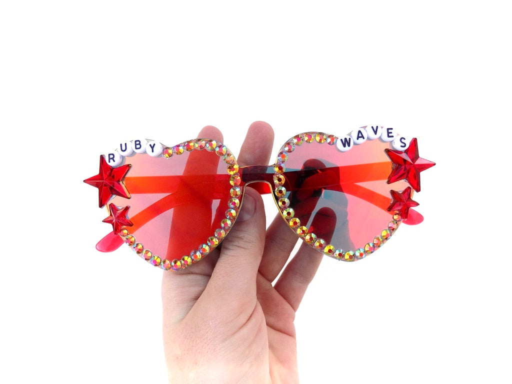 Phish RUBY WAVES mirrored rimless heart-shaped sunnies