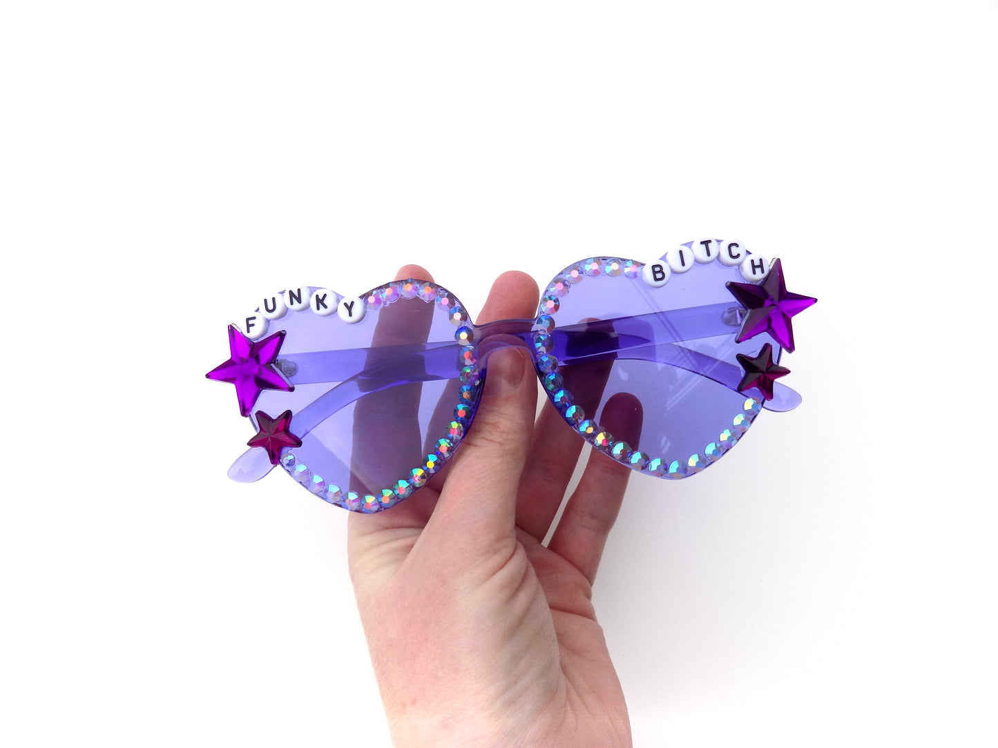 Phish FUNKY BITCH purple heart-shaped sunnies