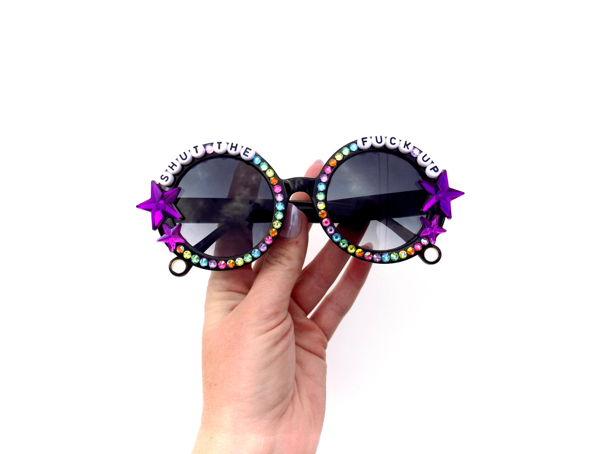 Anti-chomper SHUT THE FUCK UP round sunglasses