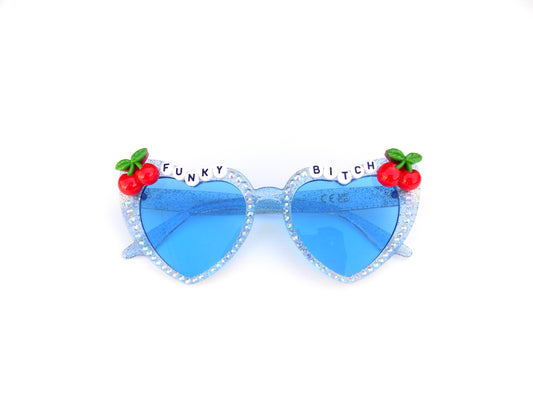 Phish FUNKY BITCH blue heart-shaped sunnies