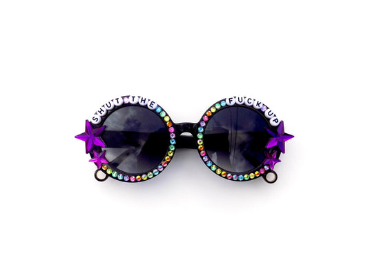 Anti-chomper SHUT THE FUCK UP round sunglasses