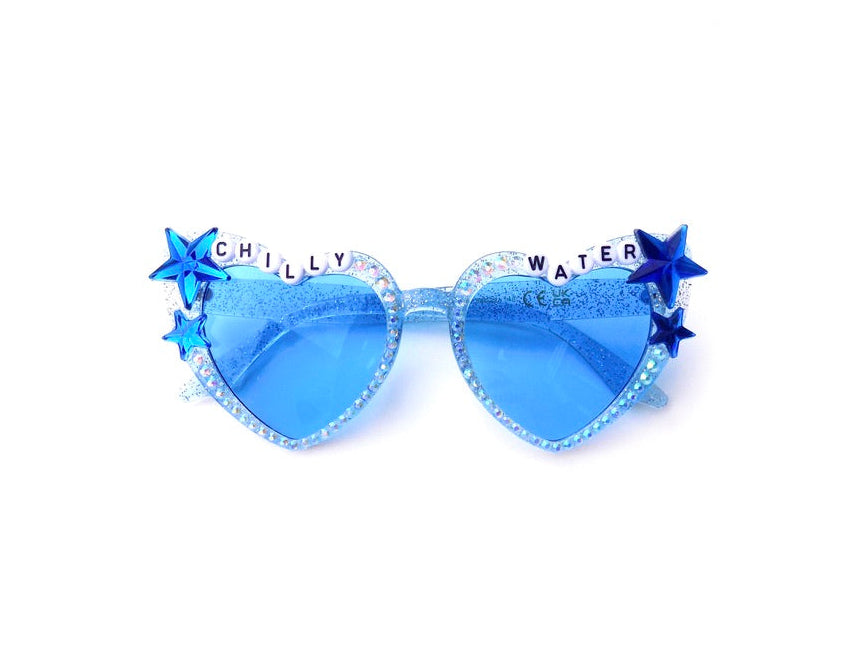 Widespread Panic CHILLY WATER blue cat eye heart-shaped sunglasses