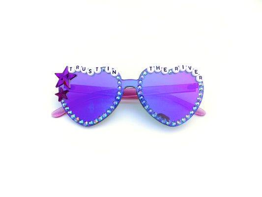 King Gizzard TRUST IN THE RIVER mirrored heart-shaped sunnies