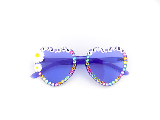 Phish YOU CAN FEEL GOOD (about hood) purple heart-shaped sunglasses