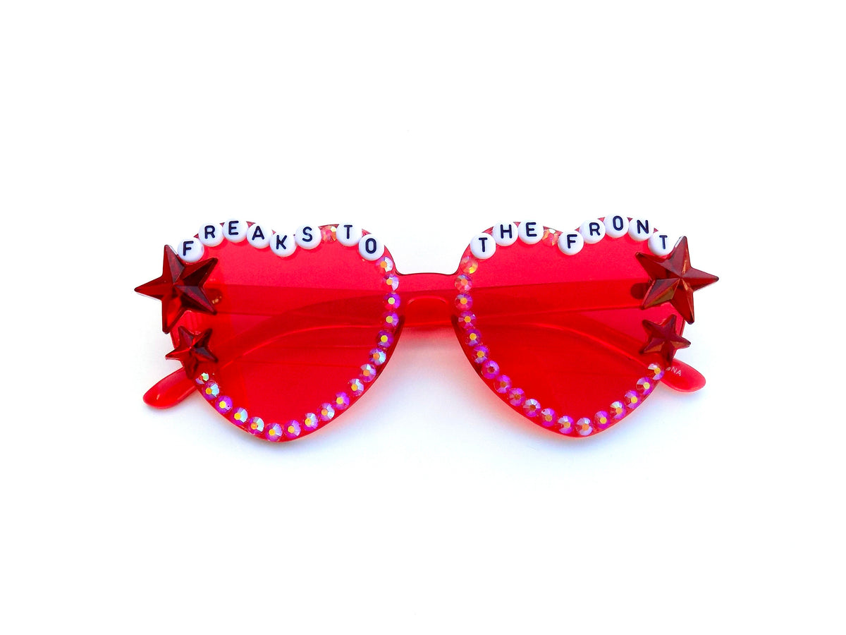 Amyl & the Sniffers FREAKS TO THE FRONT red heart-shaped sunnies