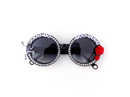 LIMITED EDITION: Dead to the Core round sunnies with dancing skeleton