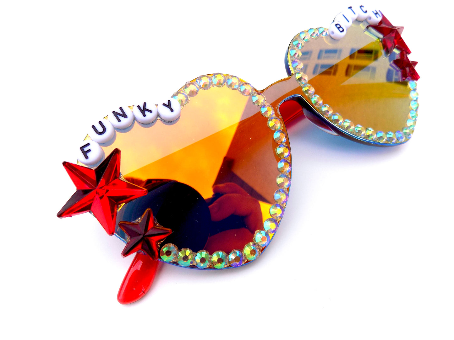 Phish FUNKY BITCH mirrored heart-shaped sunnies