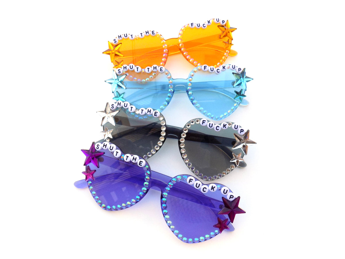 More Colors! SHUT THE FUCK UP heart-shaped glasses