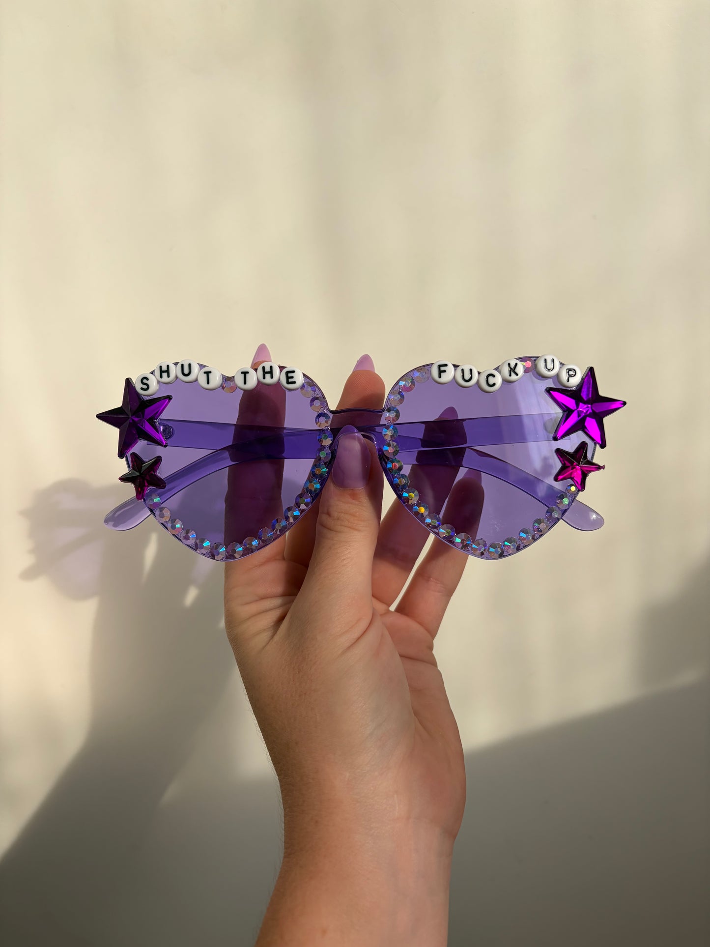 PRE-ORDER: Shut the Fuck Up heart-shaped glasses, choice of color!