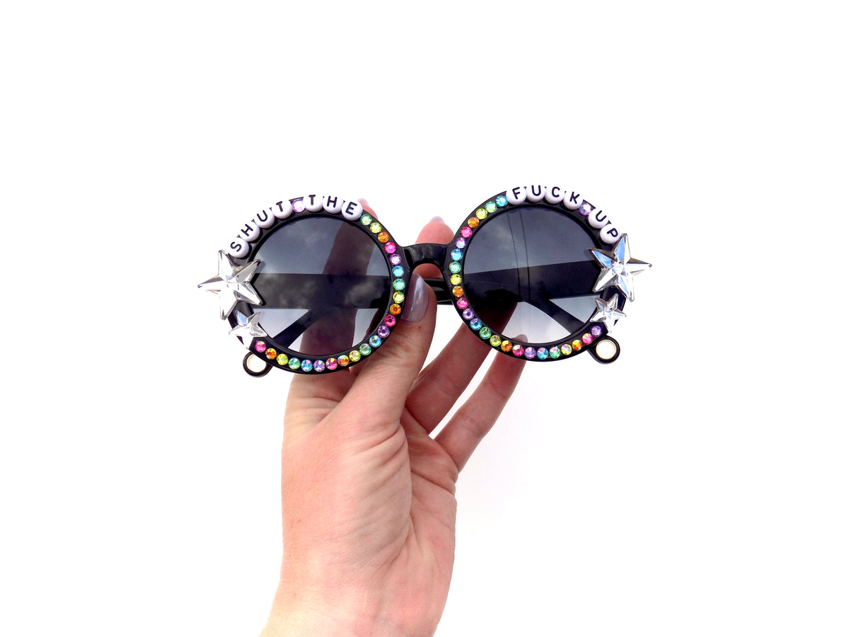 Anti-chomper SHUT THE FUCK UP round sunglasses