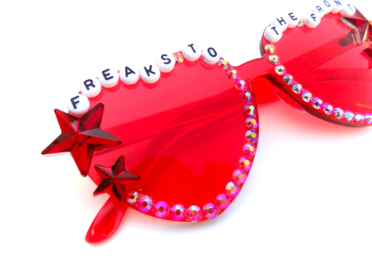 Amyl & the Sniffers FREAKS TO THE FRONT red heart-shaped sunnies