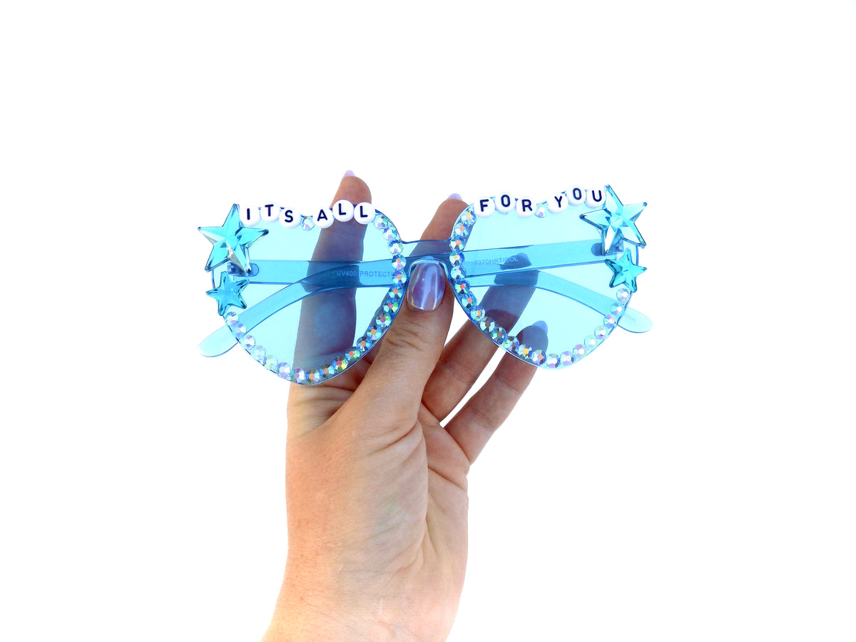 Ween IT'S ALL FOR YOU powder blue heart-shaped sunnies
