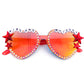 Widespread Panic RIBS AND WHISKEY mirrored red heart-shaped sunglasses