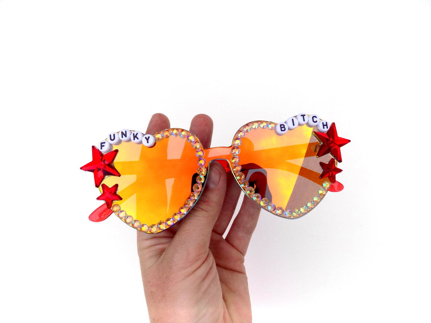 Phish FUNKY BITCH mirrored heart-shaped sunnies