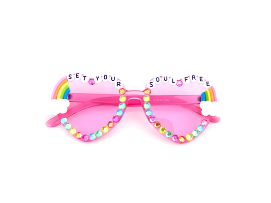 Phish SET YOUR SOUL FREE pink heart-shaped sunnies