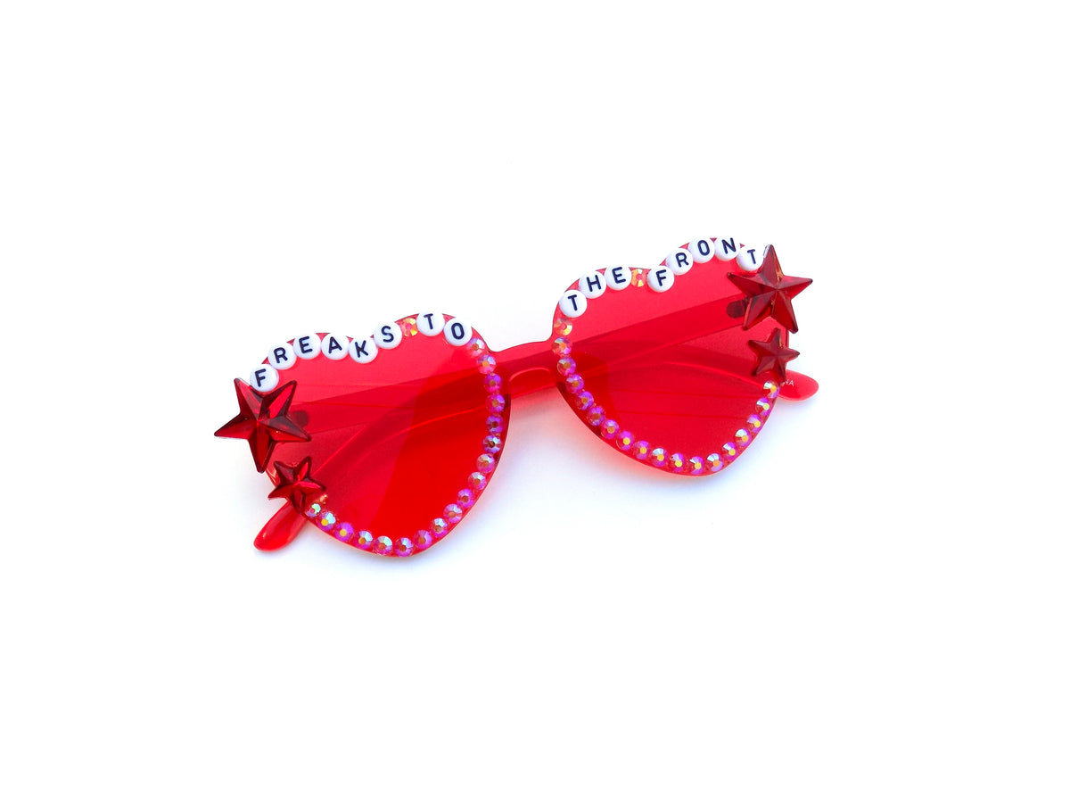 Amyl & the Sniffers FREAKS TO THE FRONT red heart-shaped sunnies