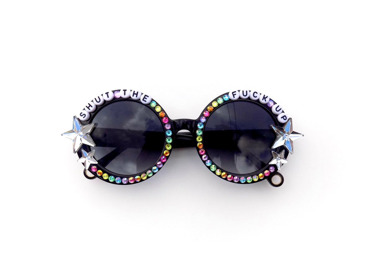 Anti-chomper SHUT THE FUCK UP round sunglasses