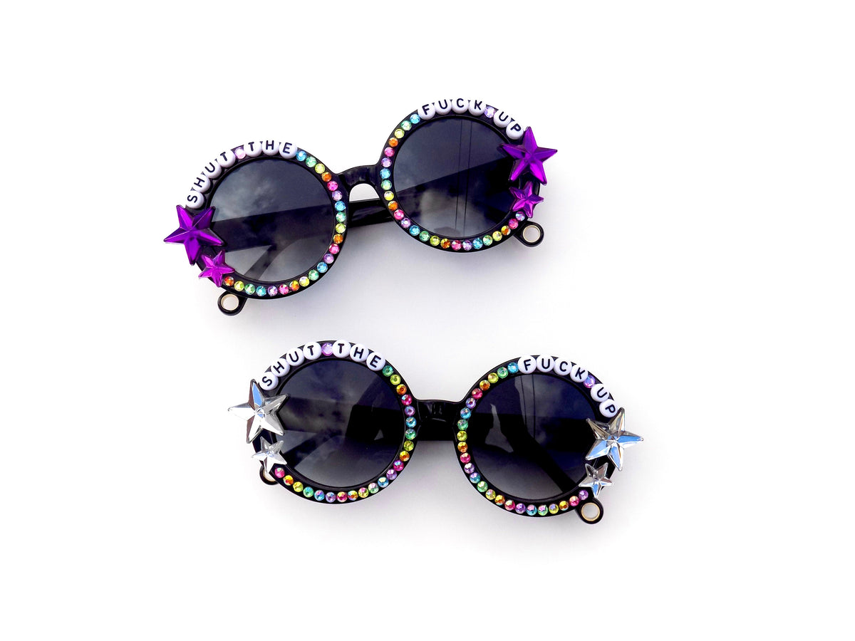 Anti-chomper SHUT THE FUCK UP round sunglasses