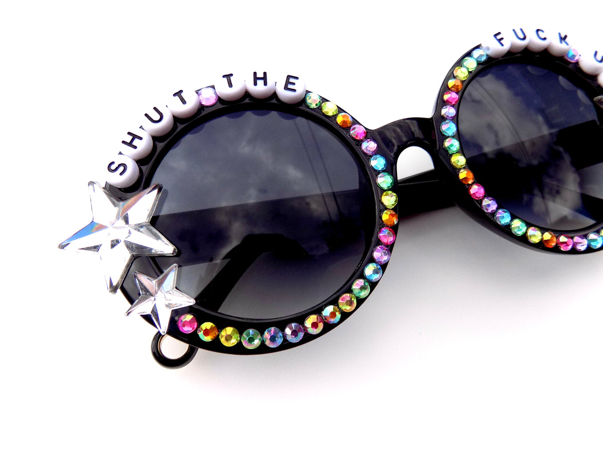 Anti-chomper SHUT THE FUCK UP round sunglasses