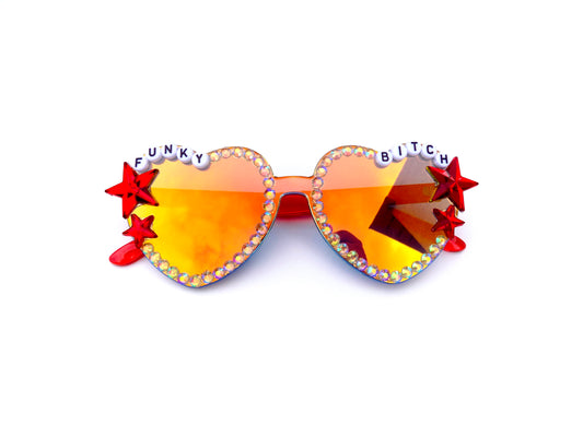 Phish FUNKY BITCH mirrored heart-shaped sunnies