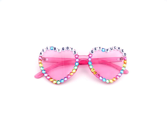 More Colors! King Gizzard ALL BIGOTS GET FUCKED heart-shaped sunnies