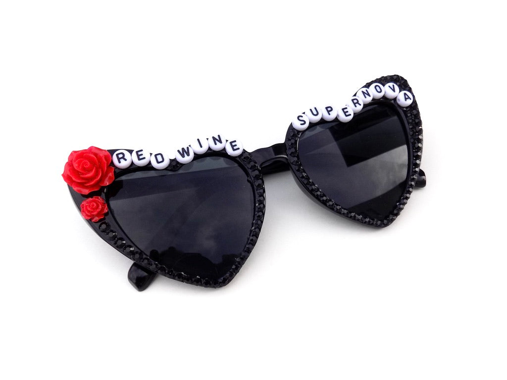 Chappell Roan RED WINE SUPERNOVA cateye heart-shaped sunnies