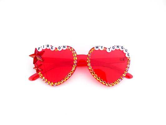 Billy Strings FIRE ON MY TONGUE red heart-shaped sunnies