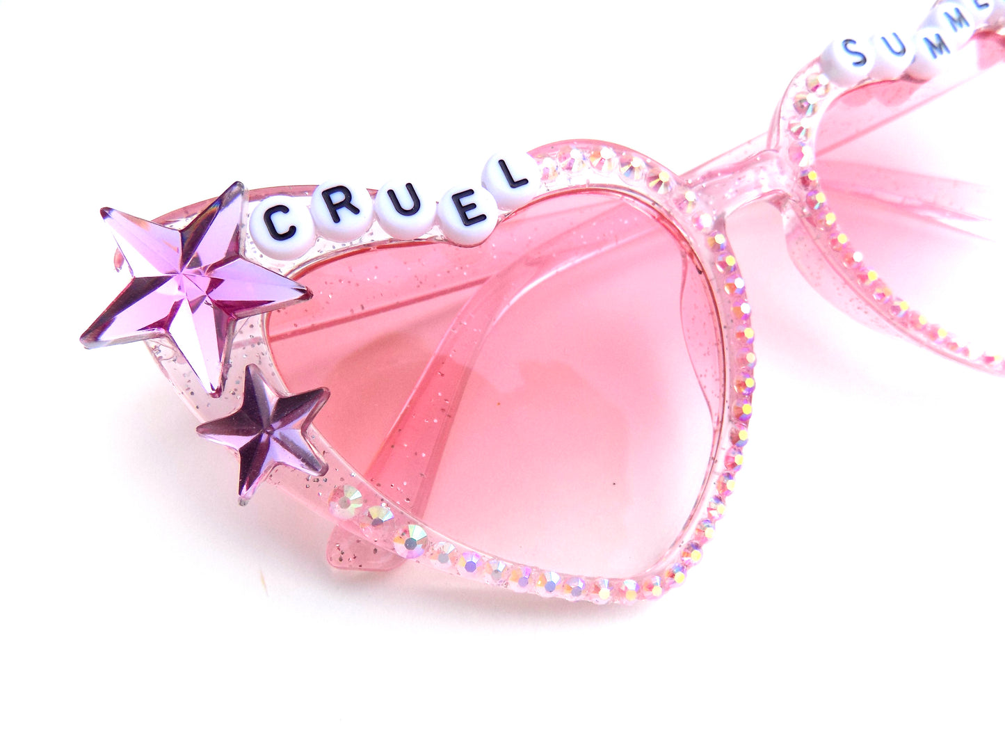 Taylor Swift CRUEL SUMMER cat-eye heart-shaped glitter sunnies