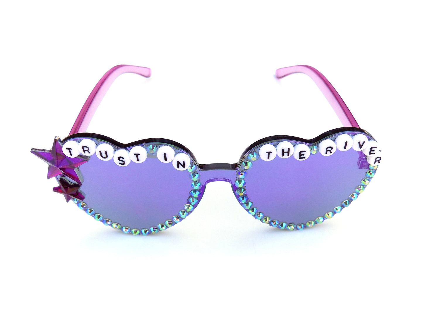 King Gizzard TRUST IN THE RIVER mirrored heart-shaped sunnies