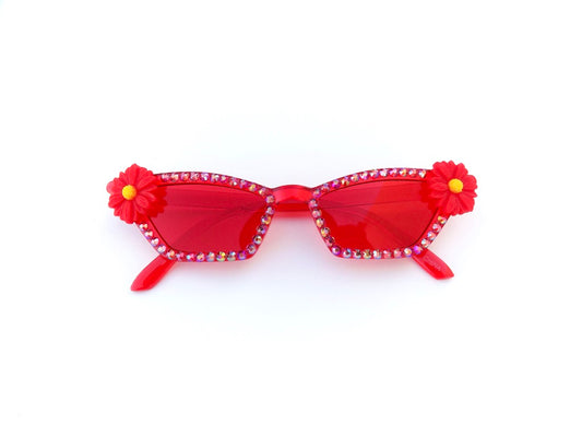 Billy Strings RED DAISY red cat-eye sunnies