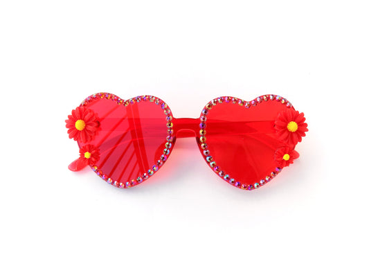 Billy Strings RED DAISY heart-shaped glasses